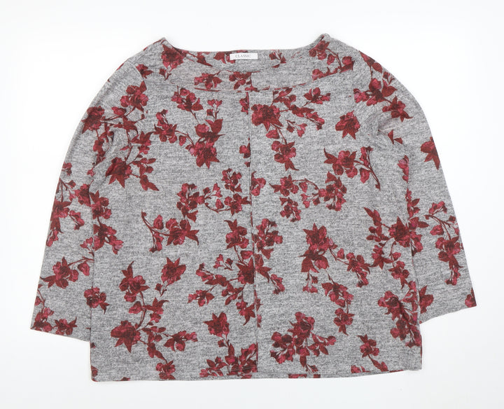 Marks and Spencer Women’s Grey Floral 3/4 Sleeve Jersey Top Size 20