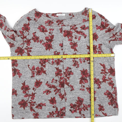 Marks and Spencer Women’s Grey Floral 3/4 Sleeve Jersey Top Size 20