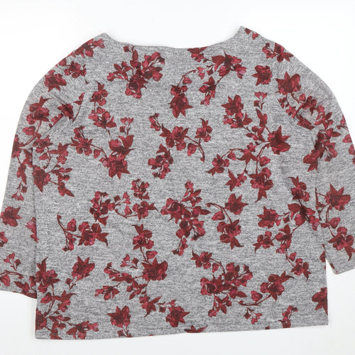 Marks and Spencer Women’s Grey Floral 3/4 Sleeve Jersey Top Size 20