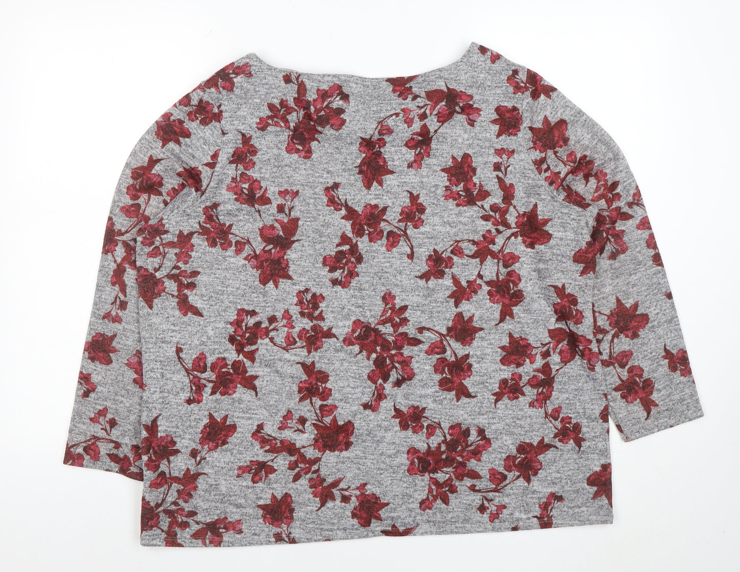 Marks and Spencer Women’s Grey Floral 3/4 Sleeve Jersey Top Size 20