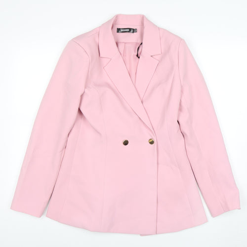 Missguided Women Pink Double-Breasted Blazer UK 10 Regular Fit