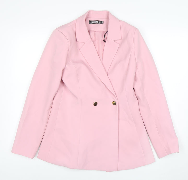 Missguided Women Pink Double-Breasted Blazer UK 10 Regular Fit