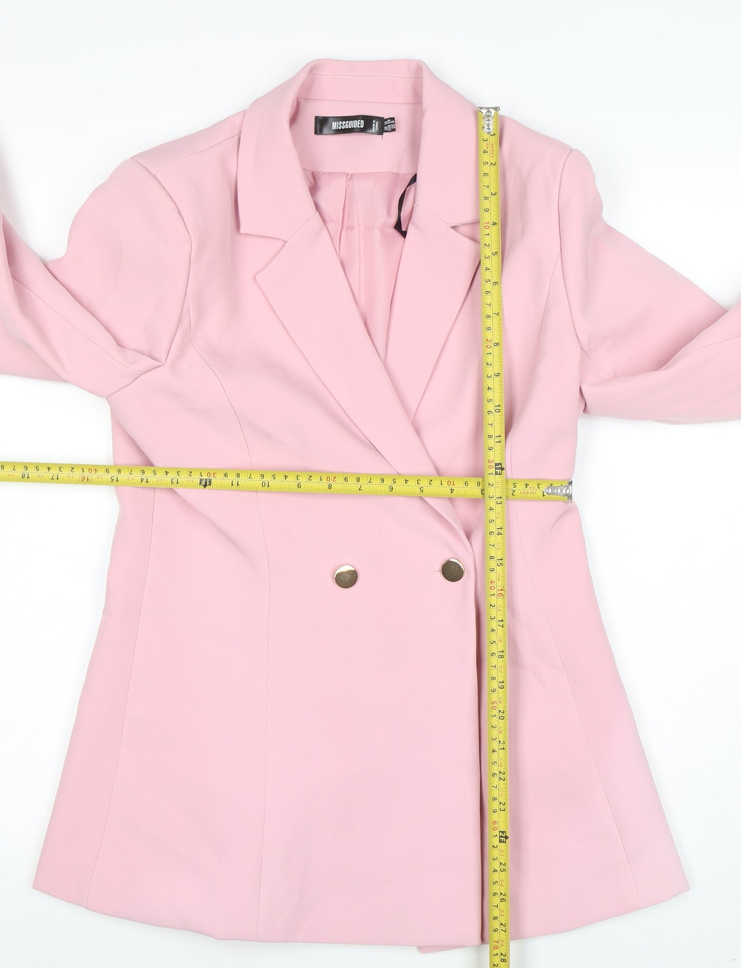 Missguided Women Pink Double-Breasted Blazer UK 10 Regular Fit