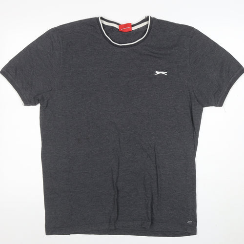 Slazenger Men's Grey XL Crew Neck Short Sleeve Cotton Blend T-Shirt