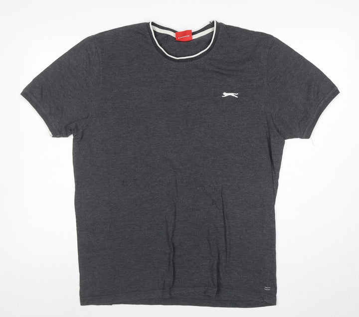 Slazenger Men's Grey XL Crew Neck Short Sleeve Cotton Blend T-Shirt