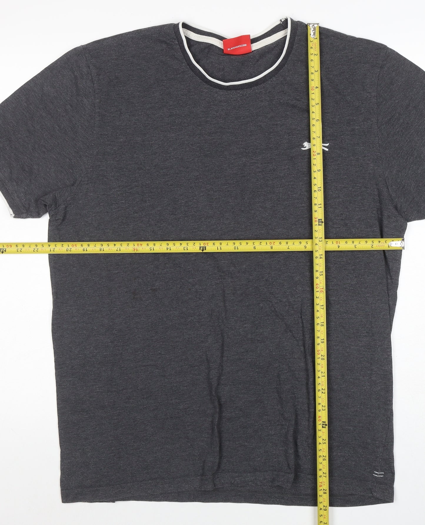 Slazenger Men's Grey XL Crew Neck Short Sleeve Cotton Blend T-Shirt