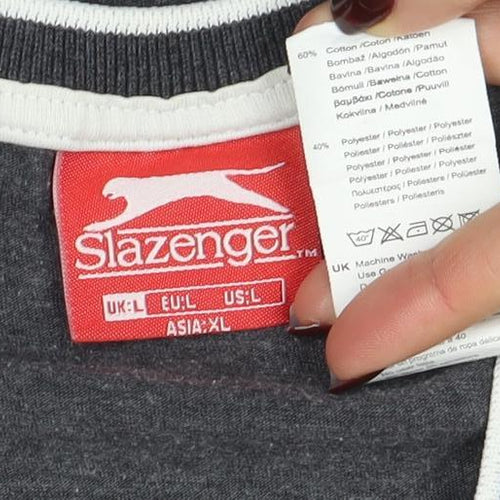 Slazenger Men's Grey XL Crew Neck Short Sleeve Cotton Blend T-Shirt