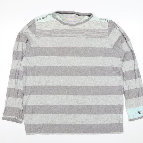 Fat Face Men’s Grey Striped Cotton Long Sleeve T-Shirt XL