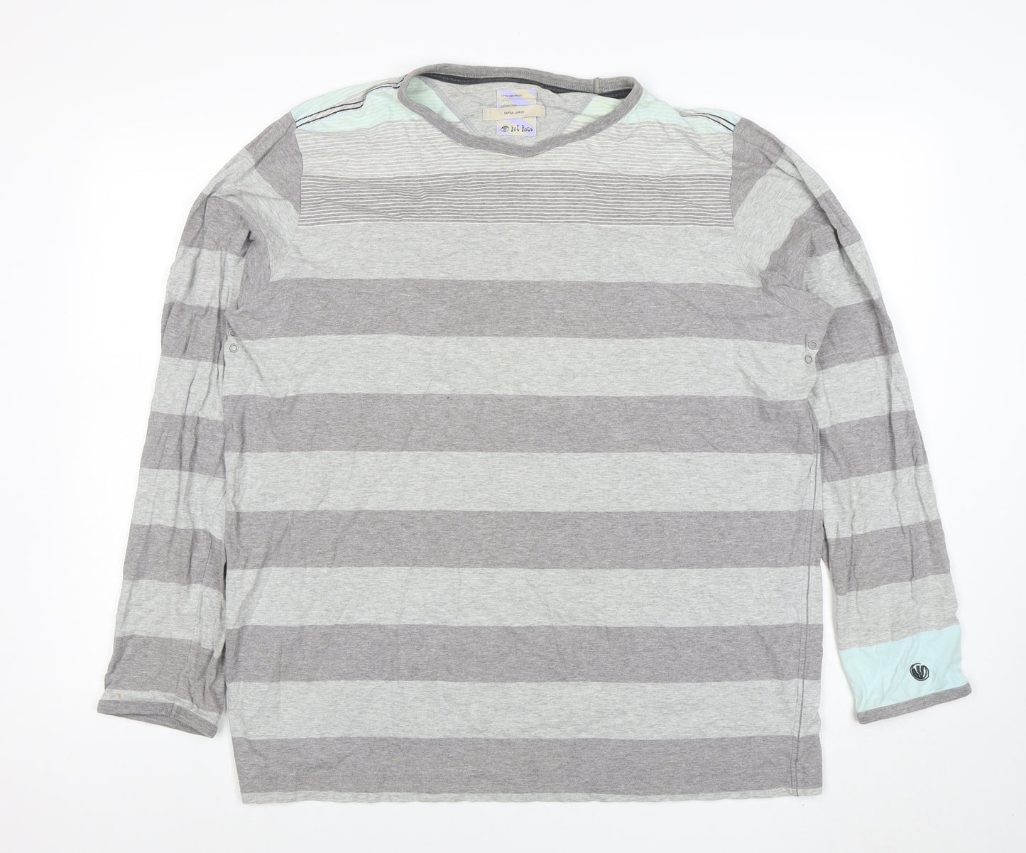 Fat Face Men’s Grey Striped Cotton Long Sleeve T-Shirt XL