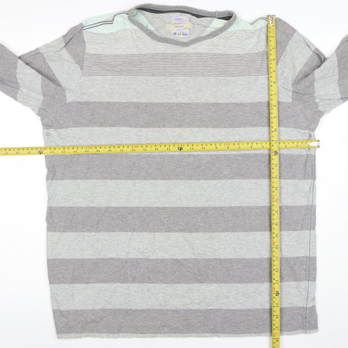 Fat Face Men’s Grey Striped Cotton Long Sleeve T-Shirt XL