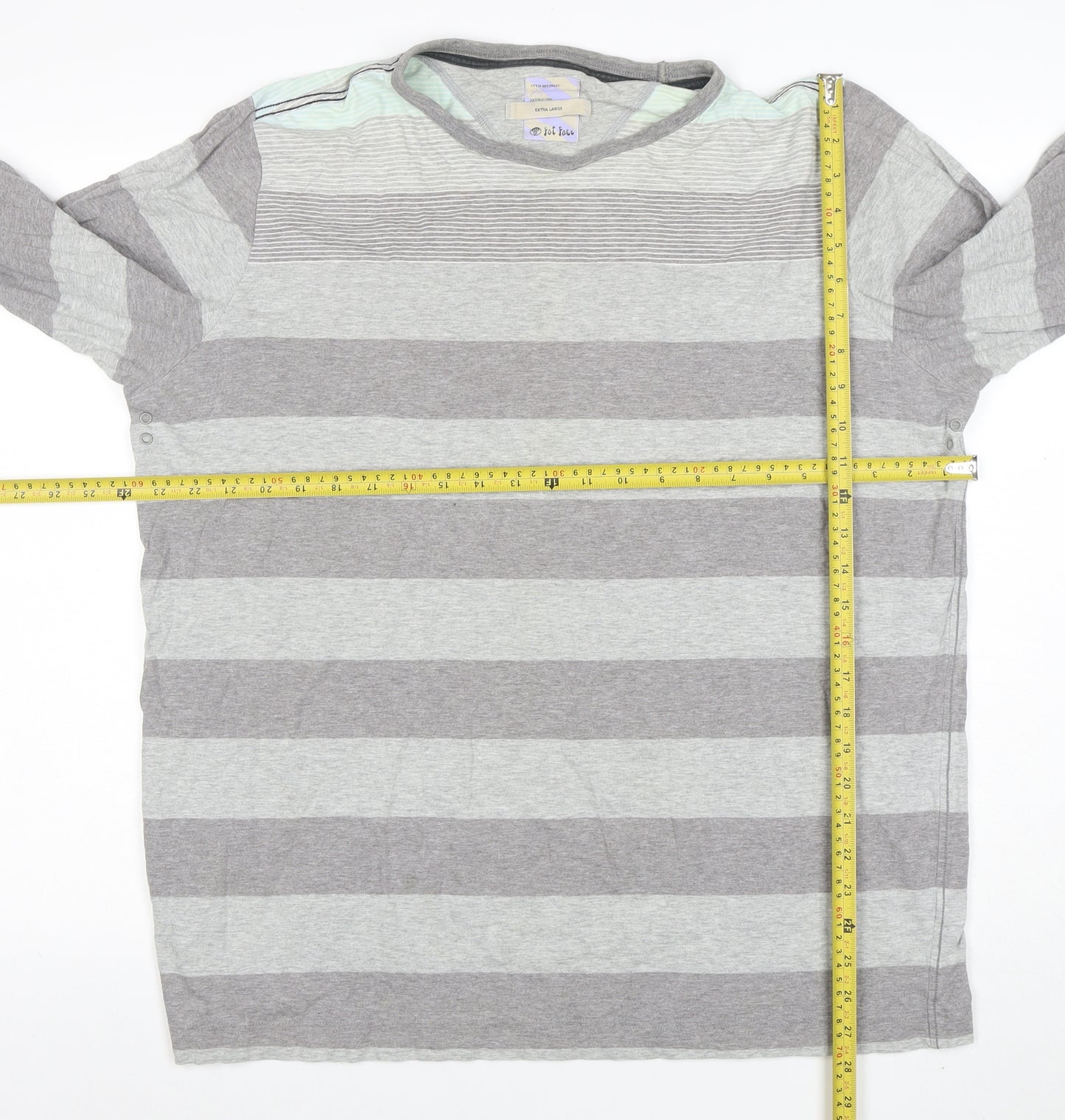 Fat Face Men’s Grey Striped Cotton Long Sleeve T-Shirt XL