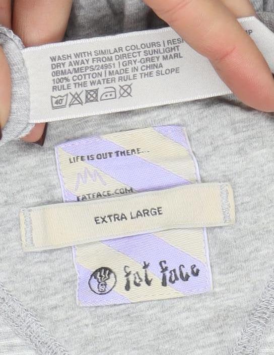 Fat Face Men’s Grey Striped Cotton Long Sleeve T-Shirt XL