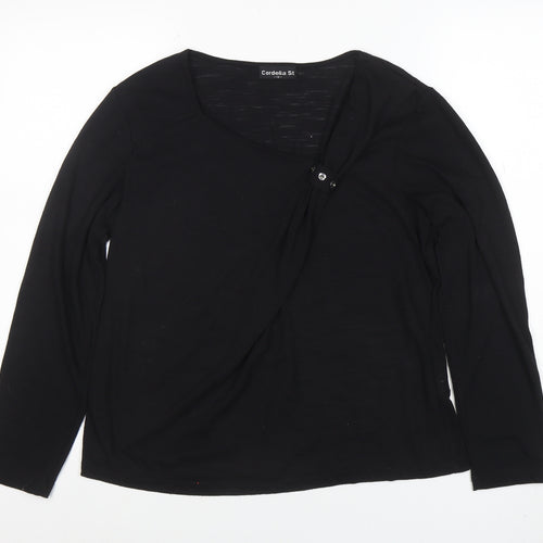 Cordelia St Women's Black Wrap Long Sleeve Blouse Size 14