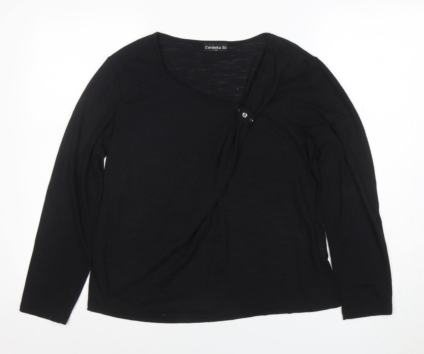 Cordelia St Women's Black Wrap Long Sleeve Blouse Size 14
