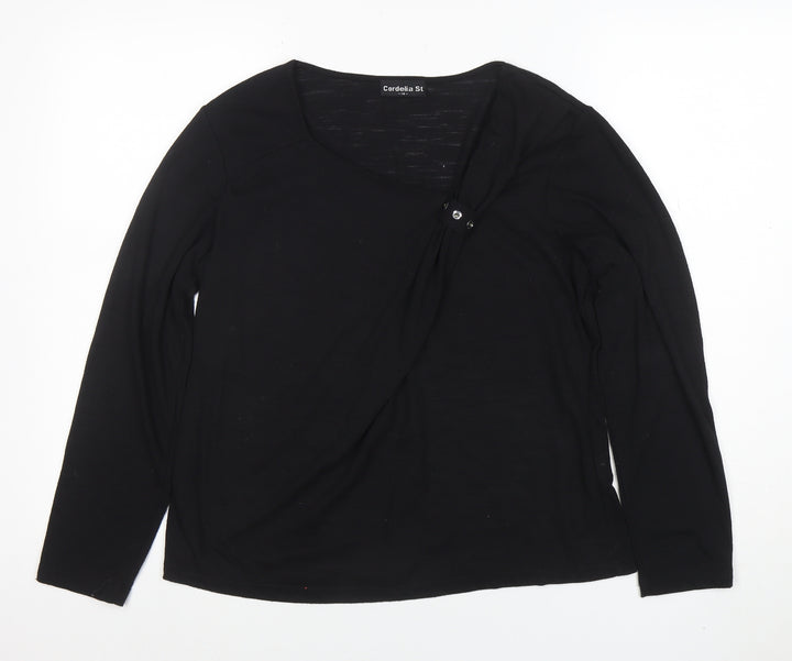 Cordelia St Women's Black Wrap Long Sleeve Blouse Size 14