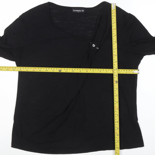 Cordelia St Women's Black Wrap Long Sleeve Blouse Size 14