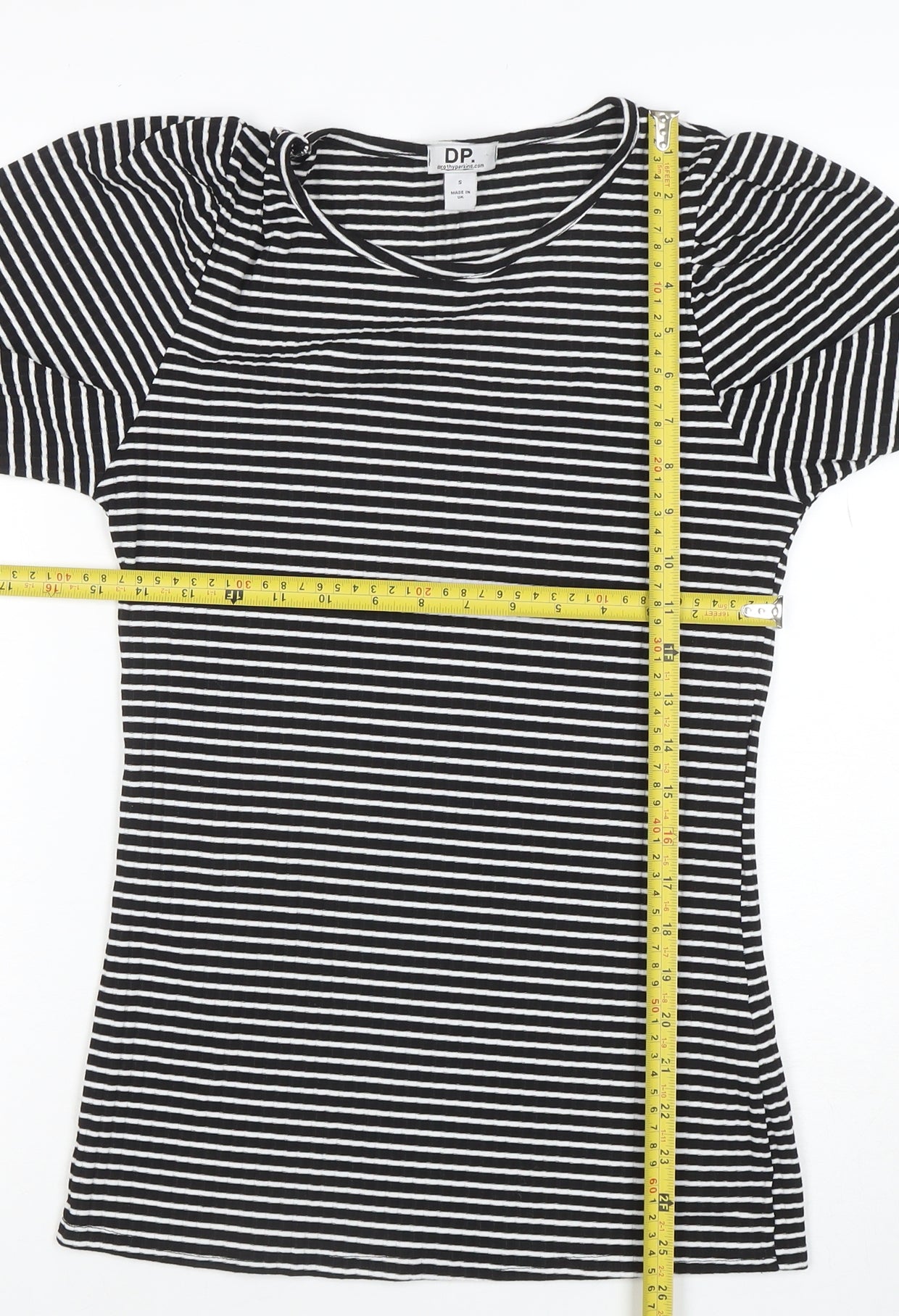 Dorothy Perkins Women’s Black Striped Long Sleeve Puff T-Shirt Size S