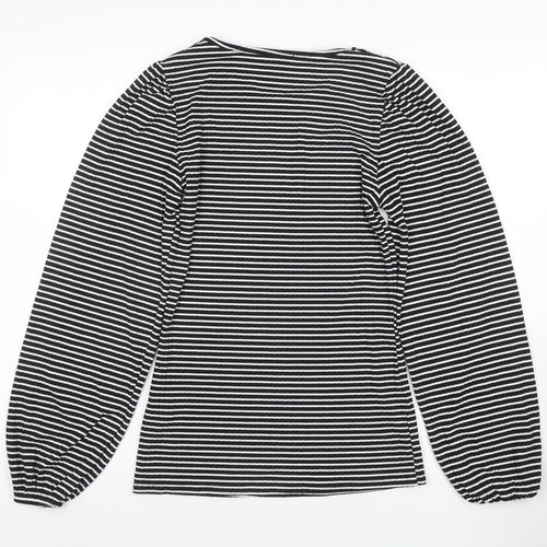 Dorothy Perkins Women’s Black Striped Long Sleeve Puff T-Shirt Size S