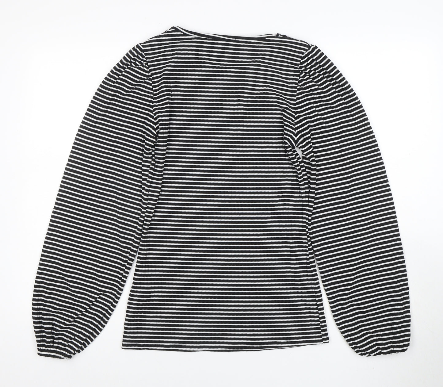 Dorothy Perkins Women’s Black Striped Long Sleeve Puff T-Shirt Size S