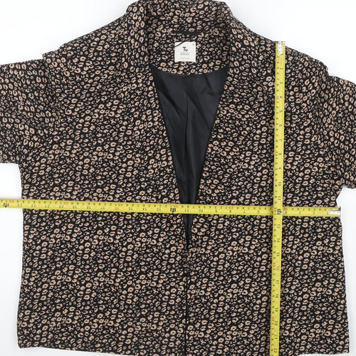 Tu Women Black Animal Print Regular Fit Lined Blazer Size 18