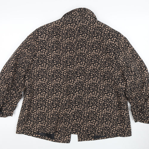 Tu Women Black Animal Print Regular Fit Lined Blazer Size 18