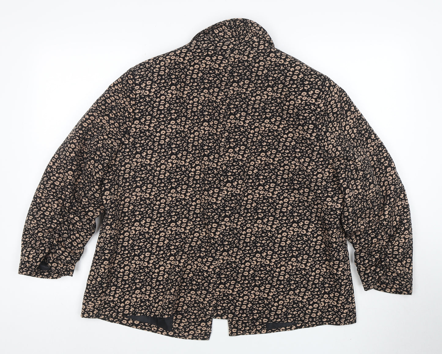 Tu Women Black Animal Print Regular Fit Lined Blazer Size 18