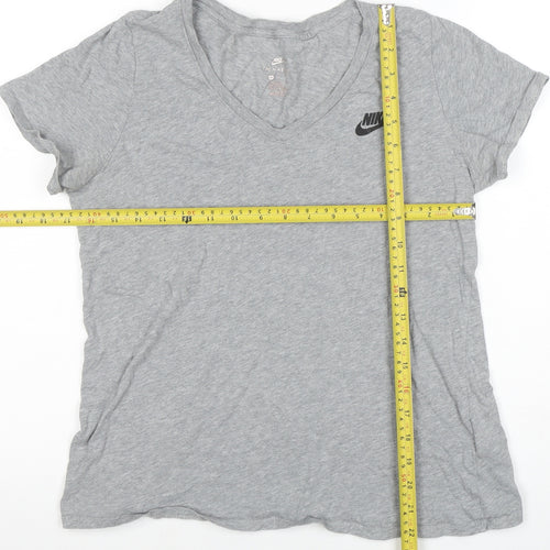 Nike Womens Grey V-Neck Short Sleeve Basic Cotton T-Shirt M