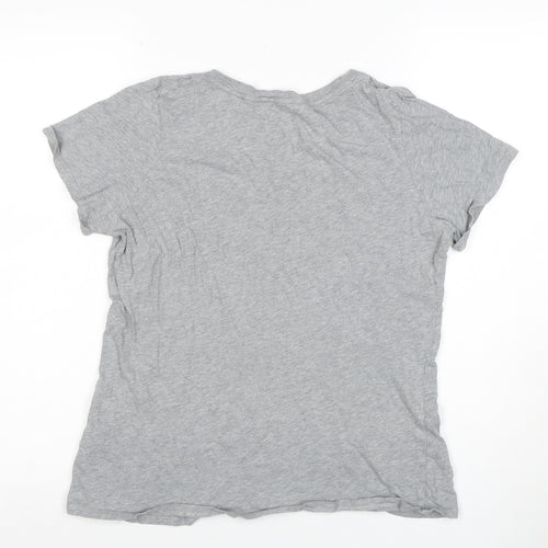 Nike Womens Grey V-Neck Short Sleeve Basic Cotton T-Shirt M