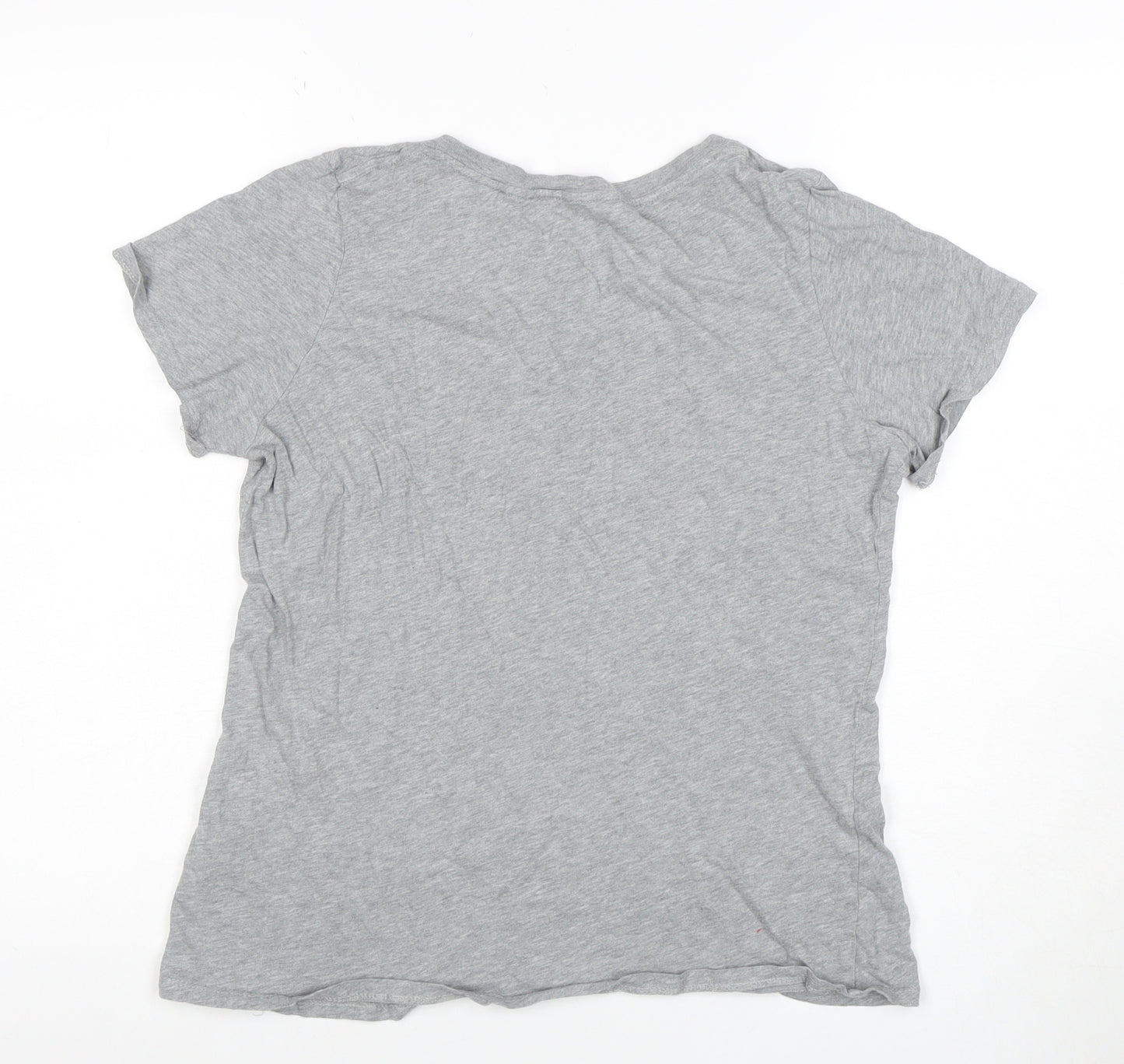 Nike Womens Grey V-Neck Short Sleeve Basic Cotton T-Shirt M