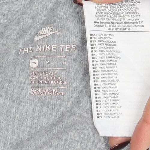 Nike Womens Grey V-Neck Short Sleeve Basic Cotton T-Shirt M
