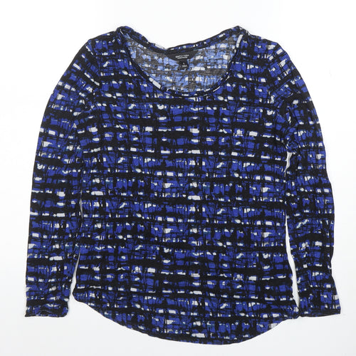 Simply Vera Vera Wang Women's Blue Geometric Long Sleeve Jersey Top Size S
