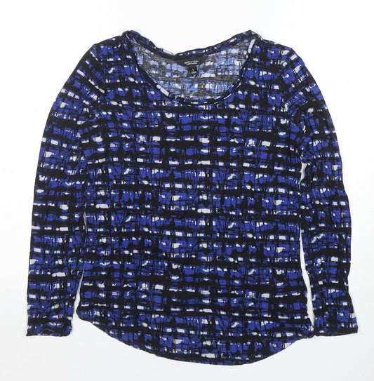 Simply Vera Vera Wang Women's Blue Geometric Long Sleeve Jersey Top Size S