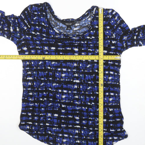Simply Vera Vera Wang Women's Blue Geometric Long Sleeve Jersey Top Size S