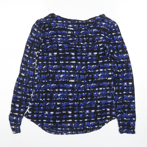 Simply Vera Vera Wang Women's Blue Geometric Long Sleeve Jersey Top Size S