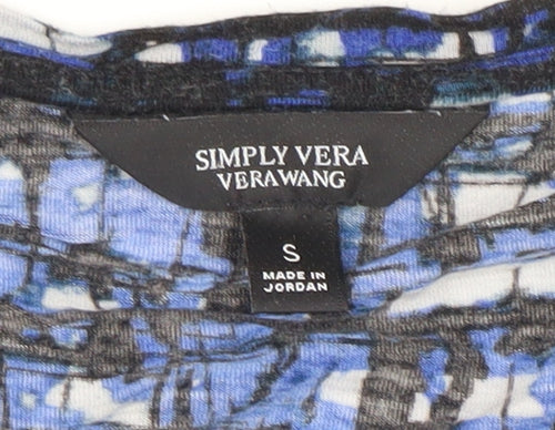 Simply Vera Vera Wang Women's Blue Geometric Long Sleeve Jersey Top Size S