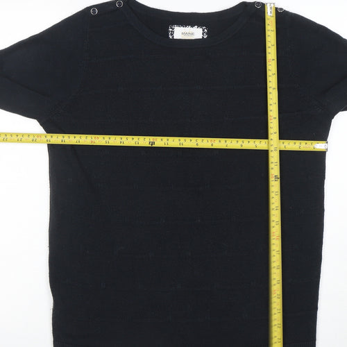 Maine New England Women's Black Cotton Knit Long Sleeve Top Size 14