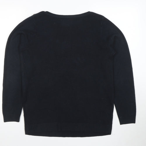 Maine New England Women's Black Cotton Knit Long Sleeve Top Size 14