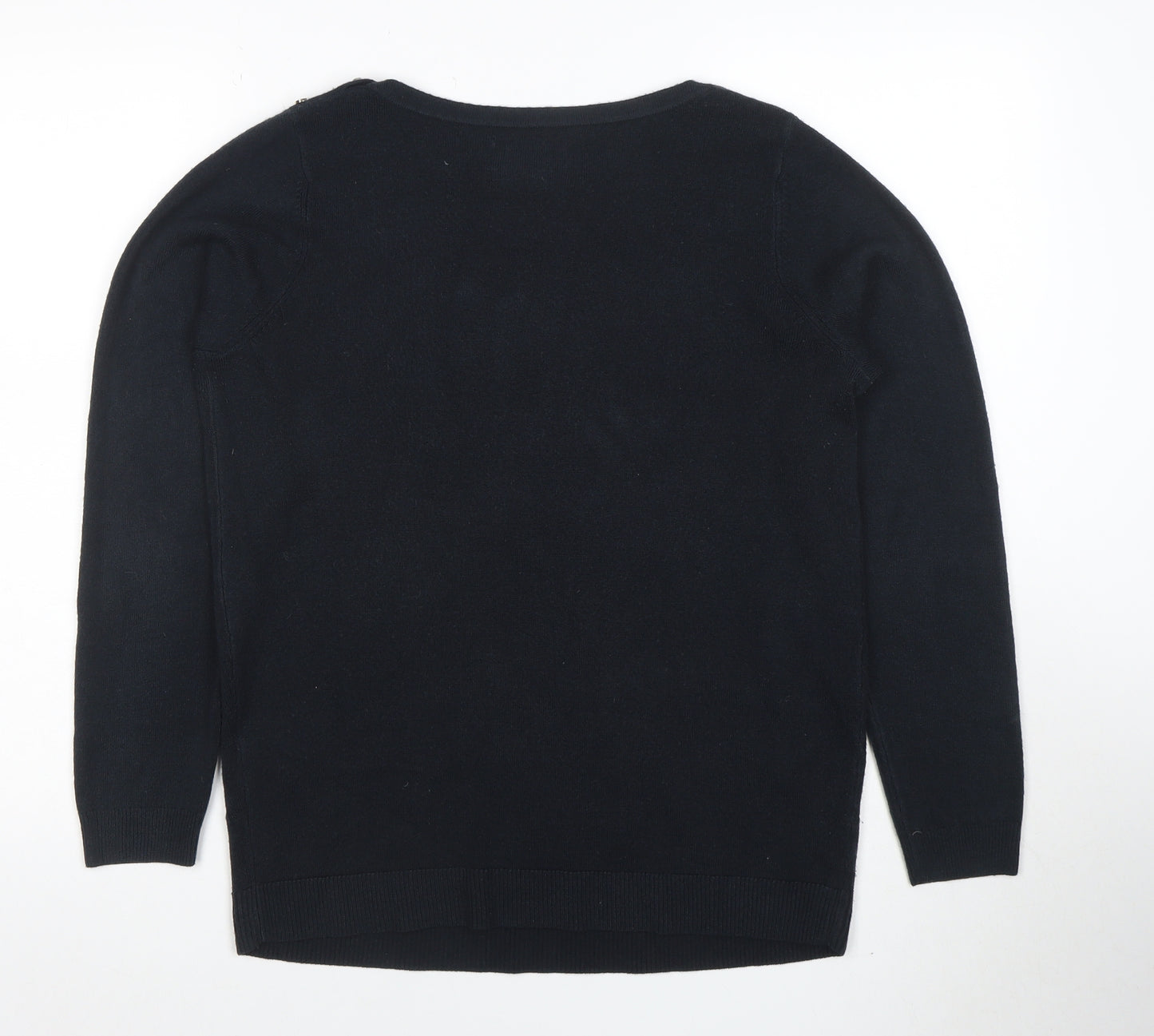 Maine New England Women's Black Cotton Knit Long Sleeve Top Size 14