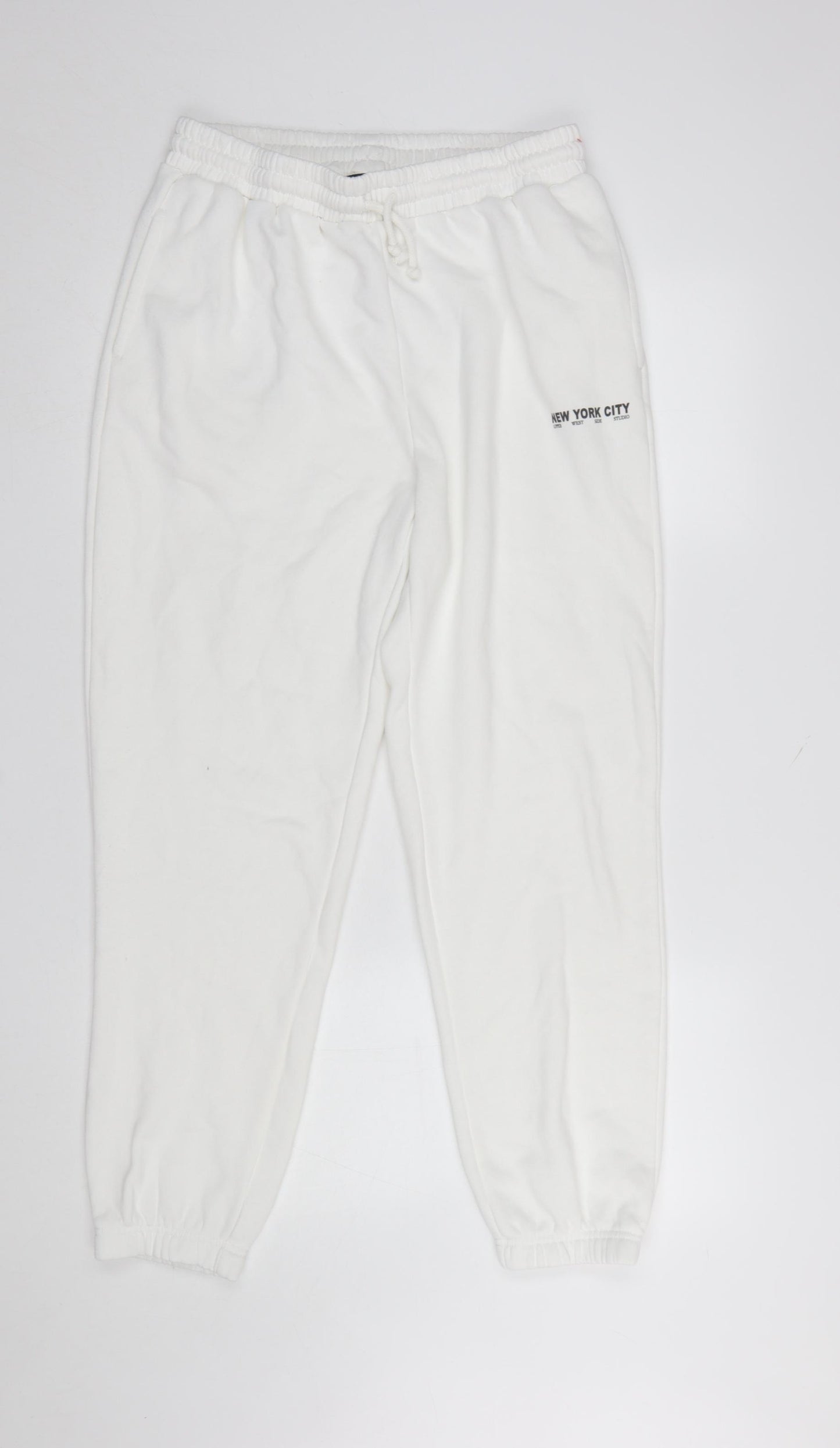 Dunnes Women’s White Jogger Trousers Size M Elastic Waist Pockets