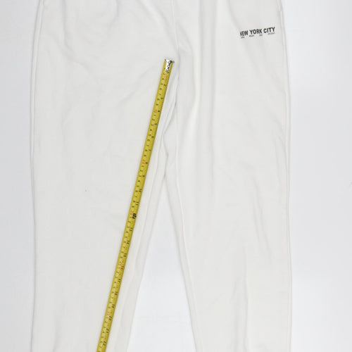 Dunnes Women’s White Jogger Trousers Size M Elastic Waist Pockets