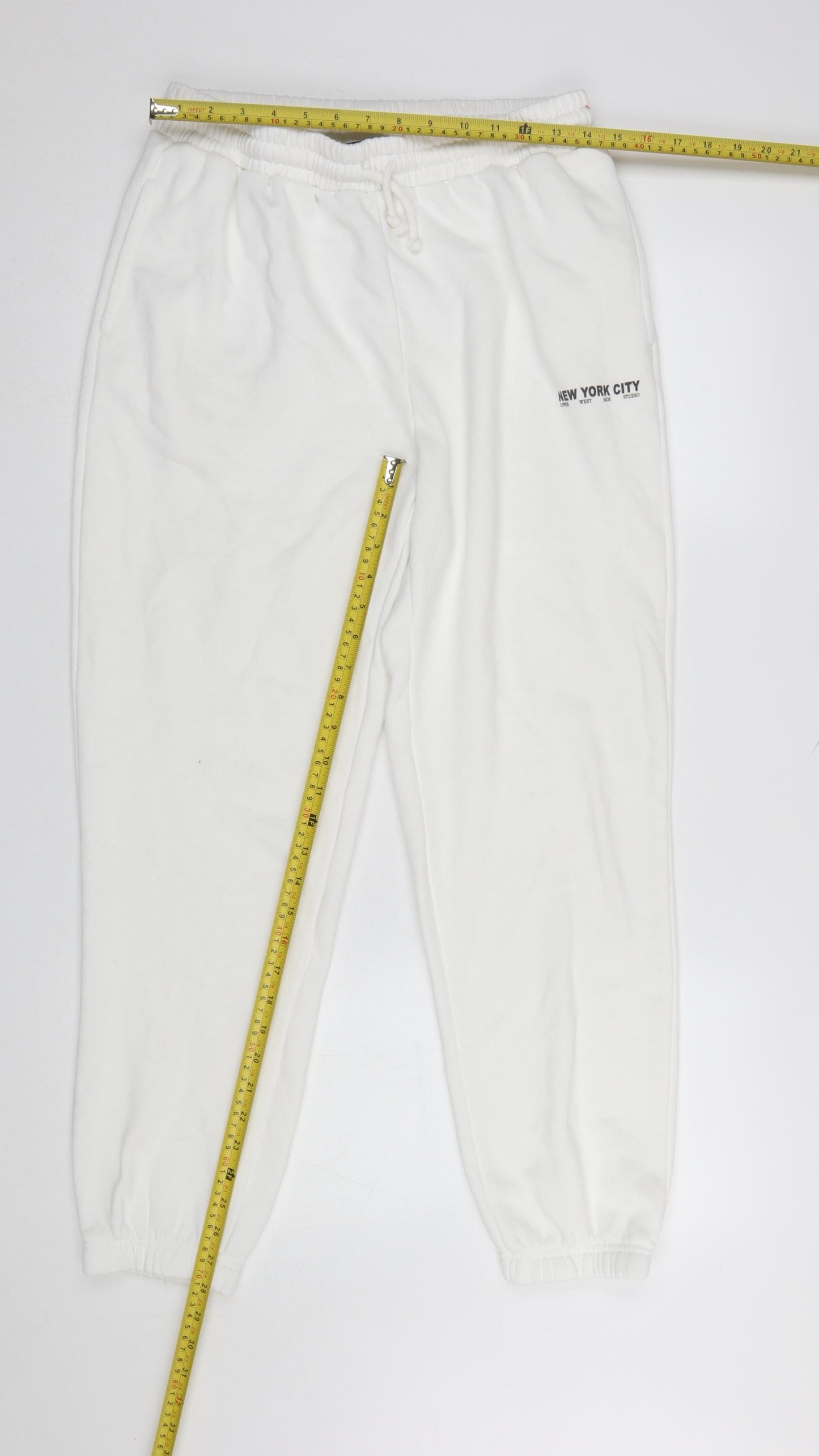 Dunnes Women’s White Jogger Trousers Size M Elastic Waist Pockets