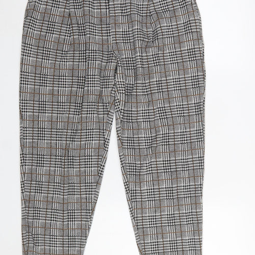 New Look Women's Grey Check Tapered Trousers Size 14
