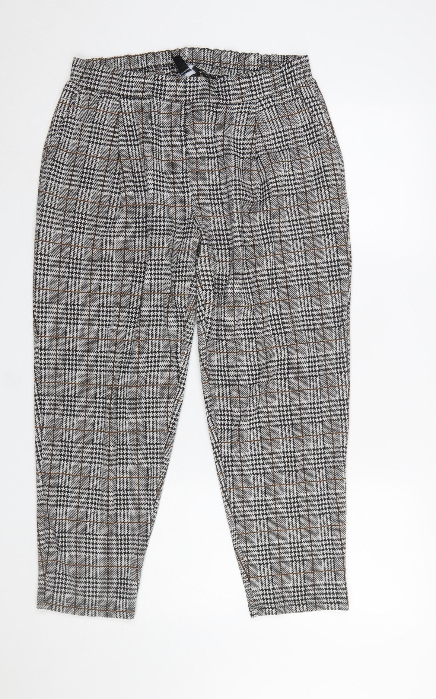 New Look Women's Grey Check Tapered Trousers Size 14