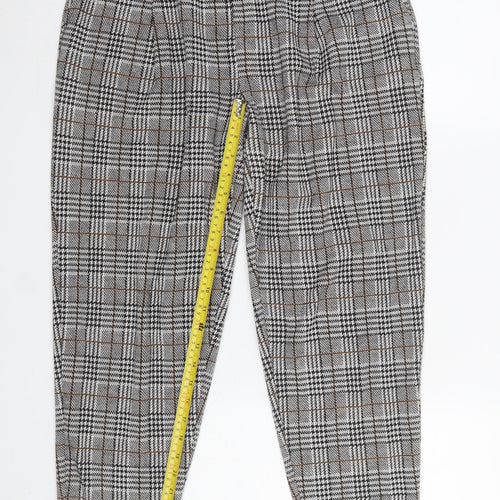 New Look Women's Grey Check Tapered Trousers Size 14