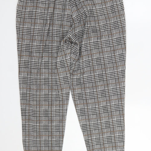 New Look Women's Grey Check Tapered Trousers Size 14