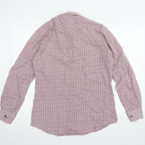 Paul Smith Men’s Pink Floral Stripe Long Sleeve Slim Fit Cotton Shirt 15.5