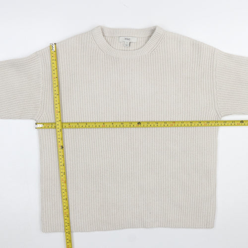 Marks and Spencer Women's Beige Cotton Knit Jumper Size M