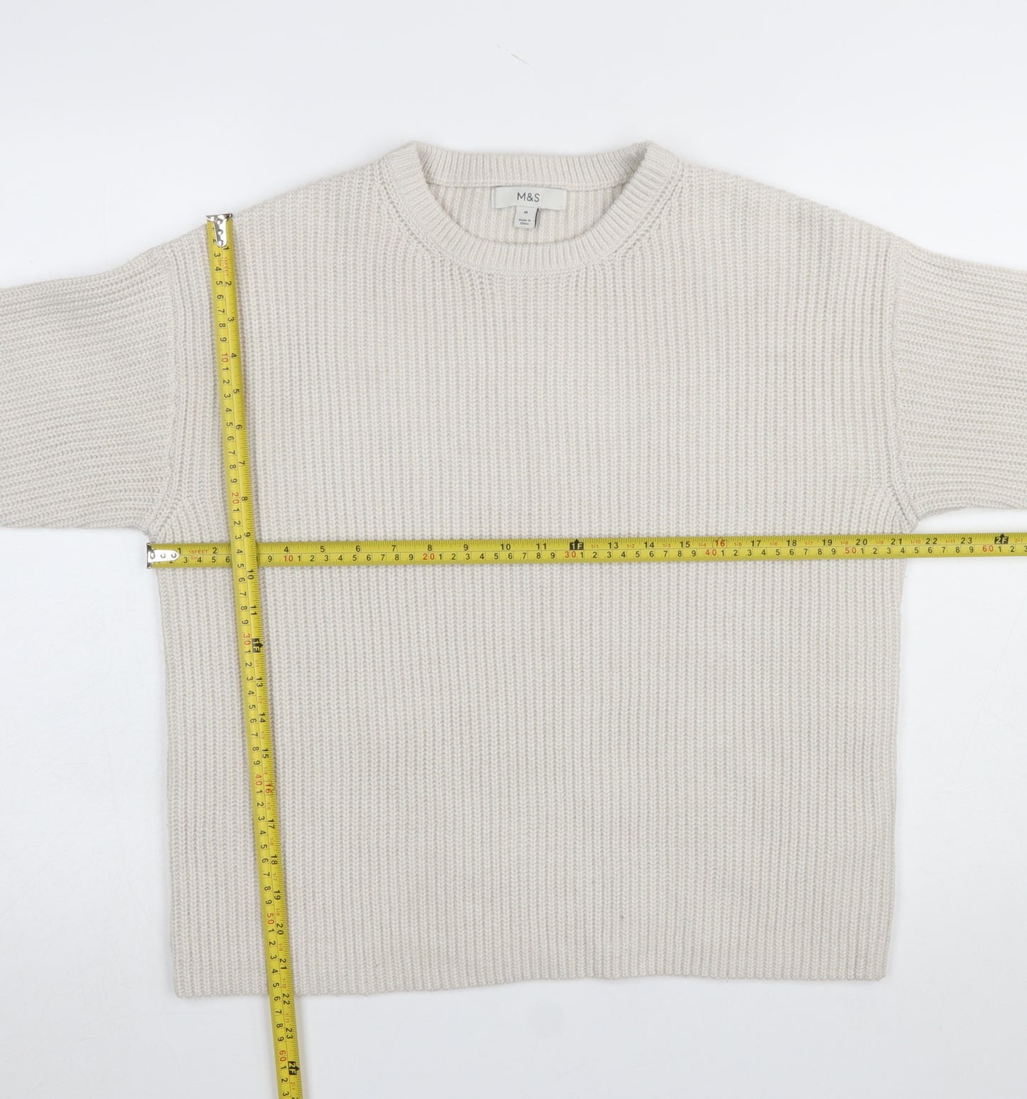 Marks and Spencer Women's Beige Cotton Knit Jumper Size M