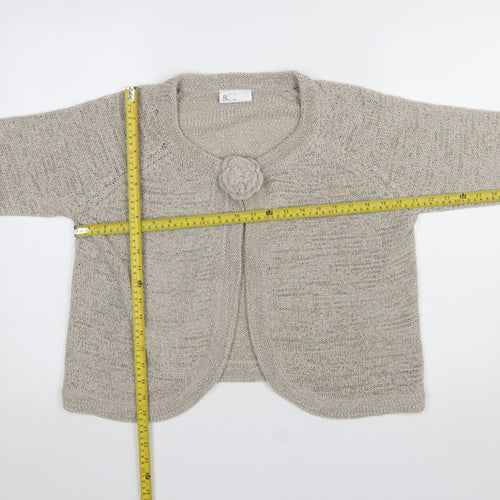 BHS Womens Beige Knit Cardigan Size 18 Round Neck 3/4 Sleeve