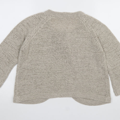 BHS Womens Beige Knit Cardigan Size 18 Round Neck 3/4 Sleeve